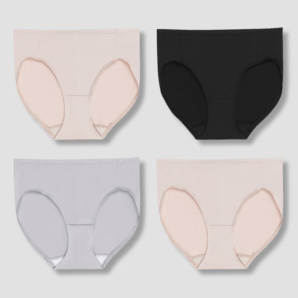 Women's 4pk Tummy Control Hi-Cut Underwear Hanes Premium Multicolored Large